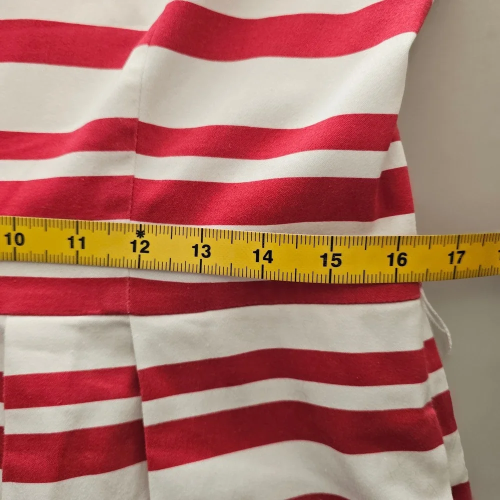 Red White Striped Fit Flare Dress Size 14 Summer Preppy Classic Coastal Nautical